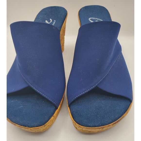 ONEX Womens Christina Open Toe Wedge Heel Sandals - Navy, 7M EUC - Picture 3 of 6